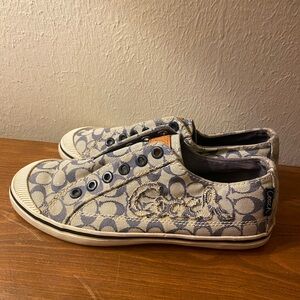 Coach Big Kids Sz5.5 y2k Canvas Shoes W Coach Embroidery grey